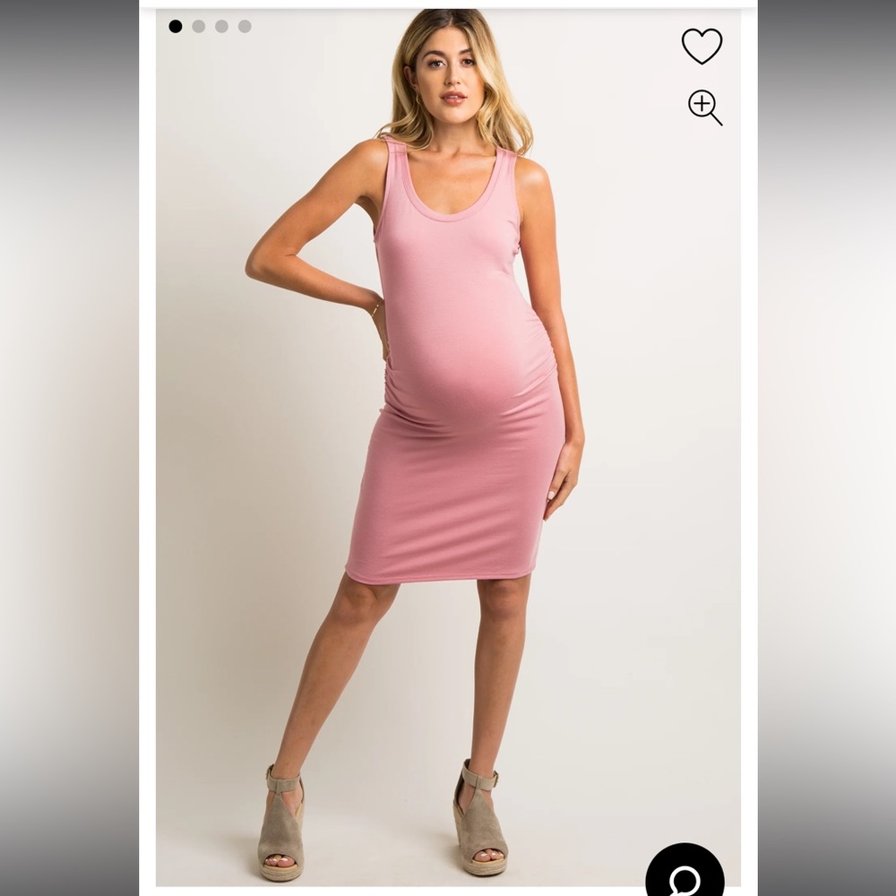 PinkBlush Pink Sleeveless Ruched Fitted Maternity Dress